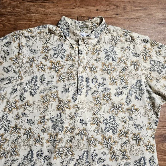 Reyn Spooner Hawaiian Floral Button Down Short Sleeve Shirt 2XL Coastal Beach - Picture 5 of 7